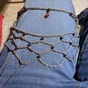 Renaissance Chainmaille headpiece and slave bracelet